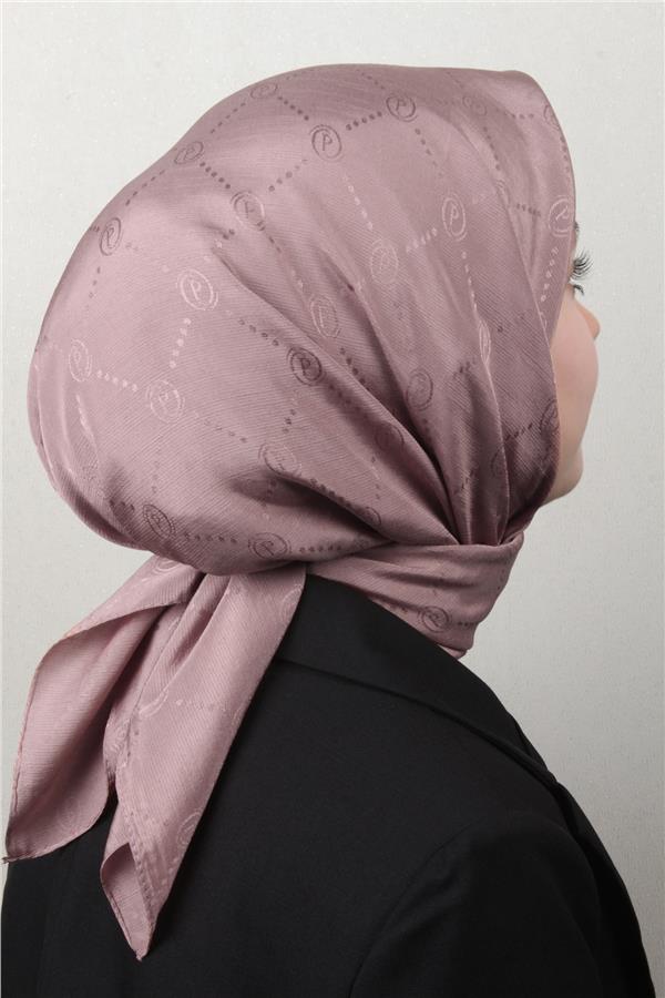 Piramit Monogram Eşarp 4117-4 Pudra