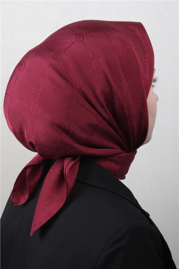 Piramit Monogram Eşarp 4117-5 Bordo