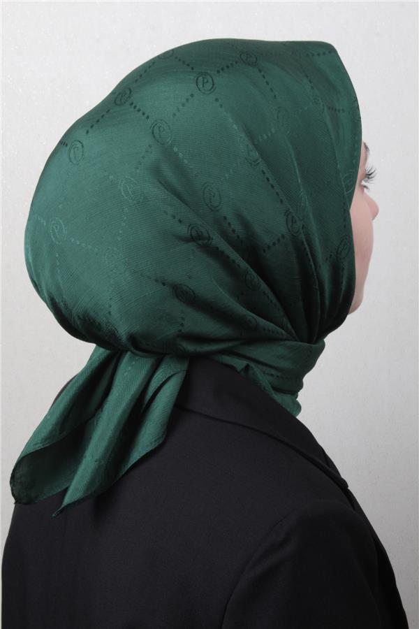 Piramit Monogram Eşarp 4117-7 Zümrüt