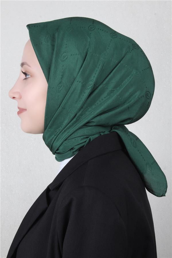 Piramit Monogram Eşarp 4117-7 Zümrüt