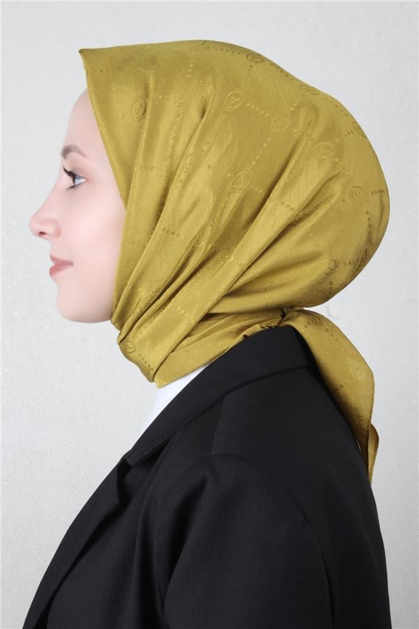 Piramit Monogram Eşarp 4117-9 Yağ Yeşili