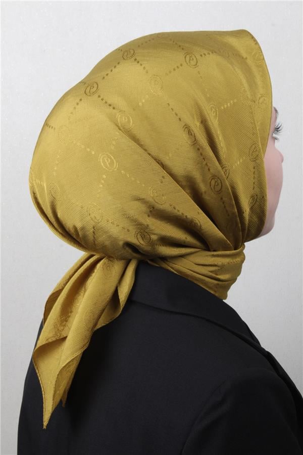 Piramit Monogram Eşarp 4117-9 Yağ Yeşili
