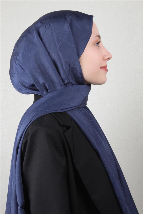 Piramit Monogram Şal 2889-11 Lacivert