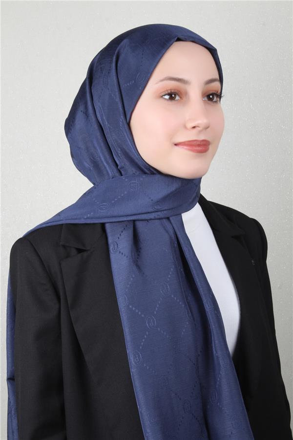 Piramit Monogram Şal 2889-11 Lacivert