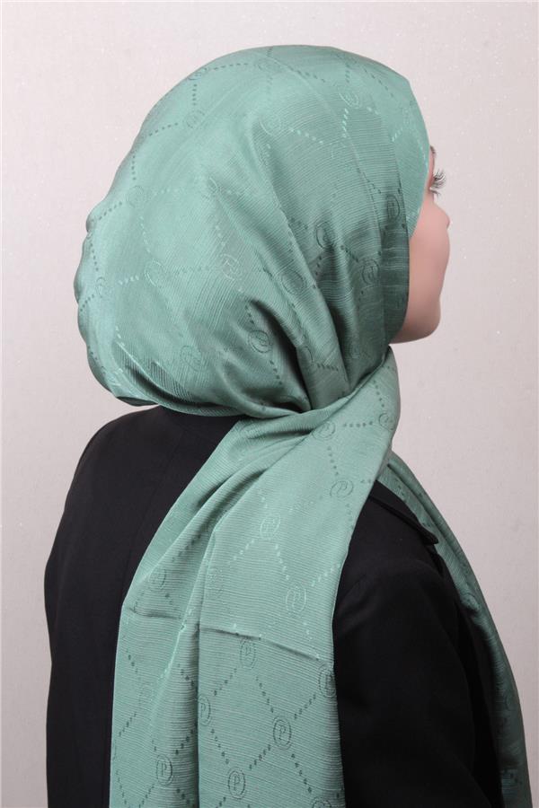 Piramit Monogram Şal 2889-12 Mint Yeşili