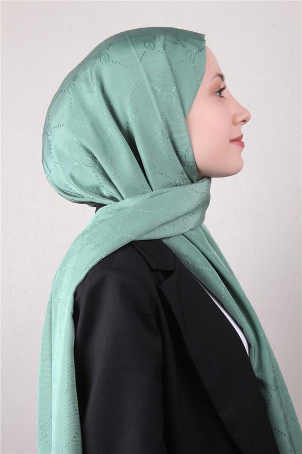 Piramit Monogram Şal 2889-12 Mint Yeşili