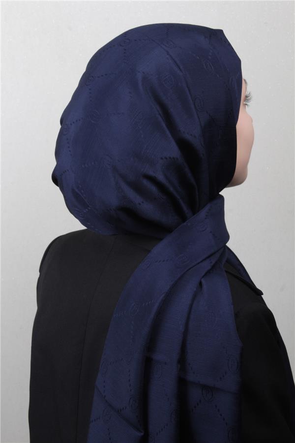Piramit Monogram Şal 2889-15 Koyu Lacivert