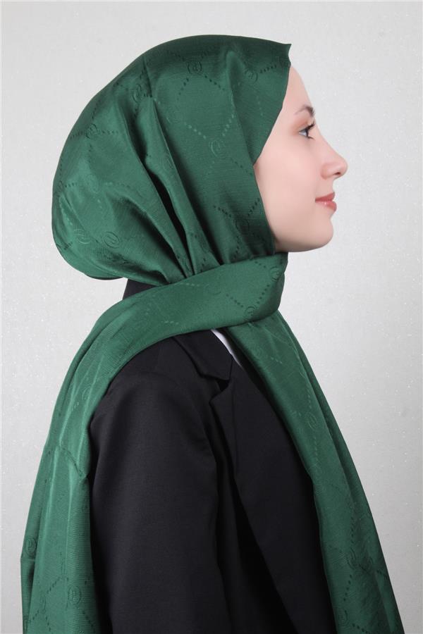 Piramit Monogram Şal 2889-17 Zümrüt
