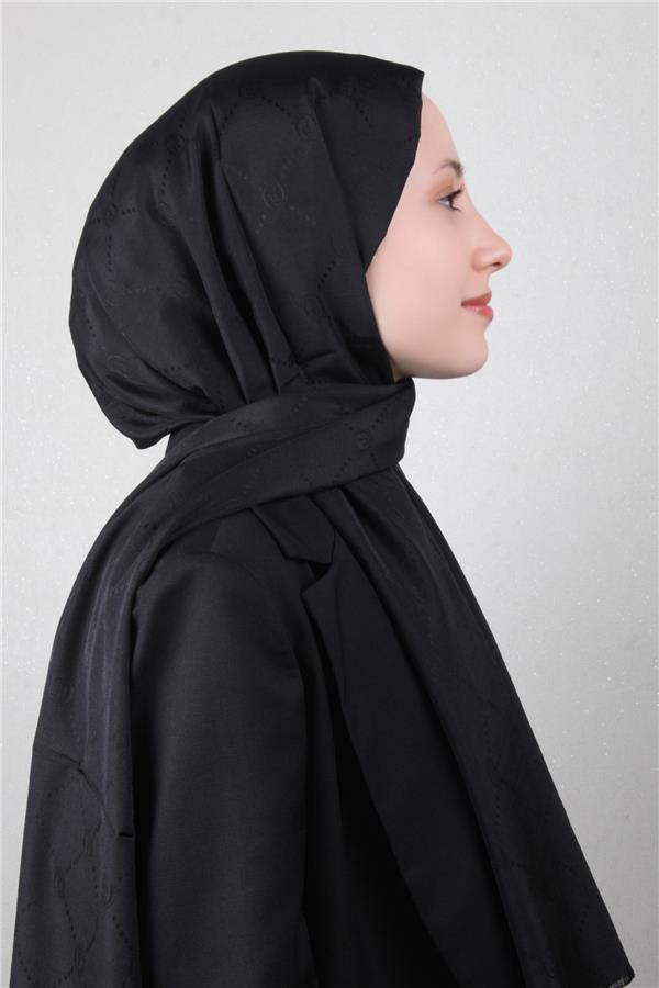 Piramit Monogram Şal 2889-18 Siyah