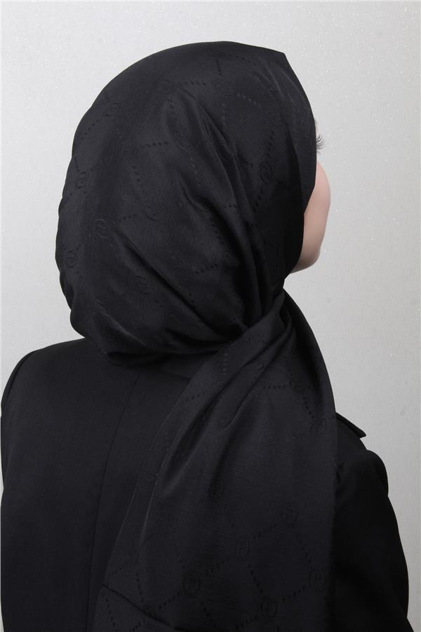 Piramit Monogram Şal 2889-18 Siyah