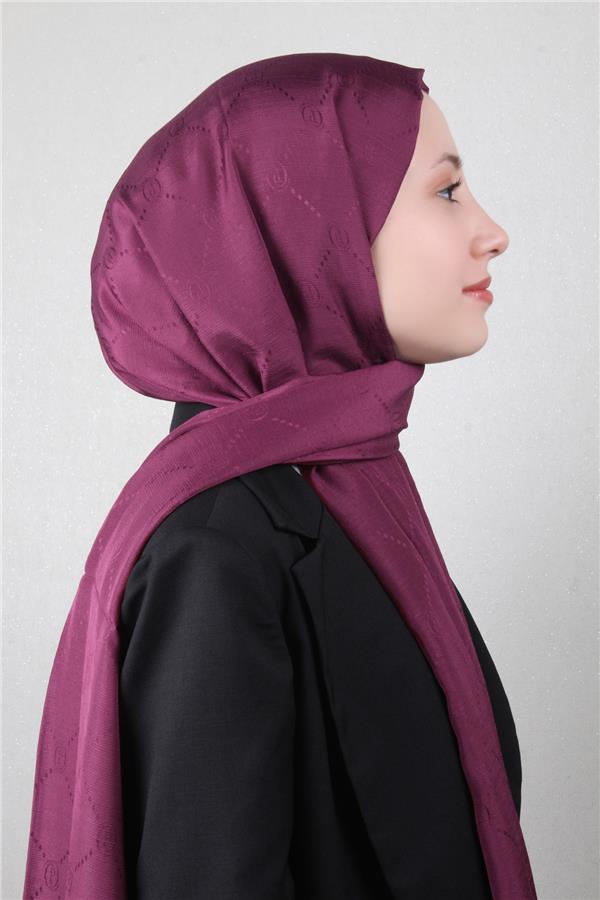 Piramit Monogram Şal 2889-19 Vişne Çürüğü