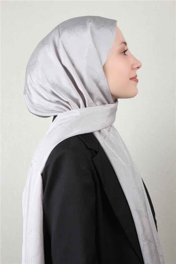 Piramit Monogram Şal 2889-2 Açık Gri