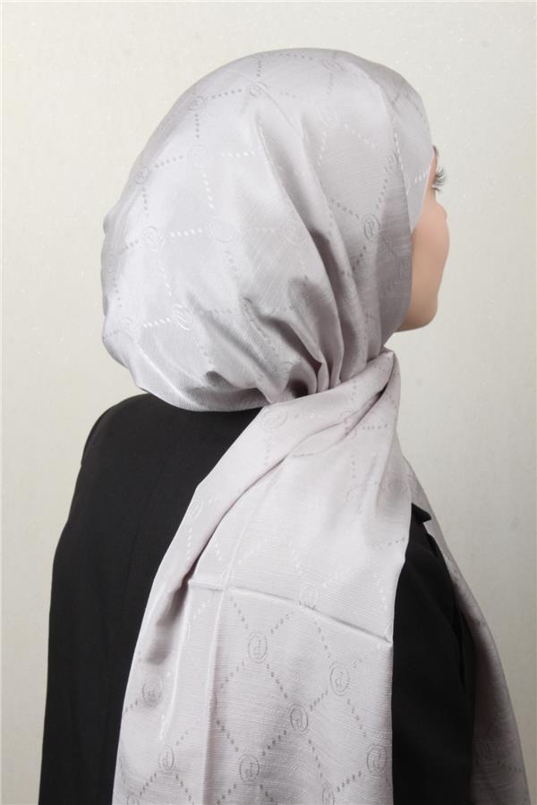 Piramit Monogram Şal 2889-2 Açık Gri