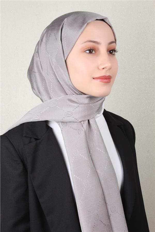 Piramit Monogram Şal 2889-20 Gri