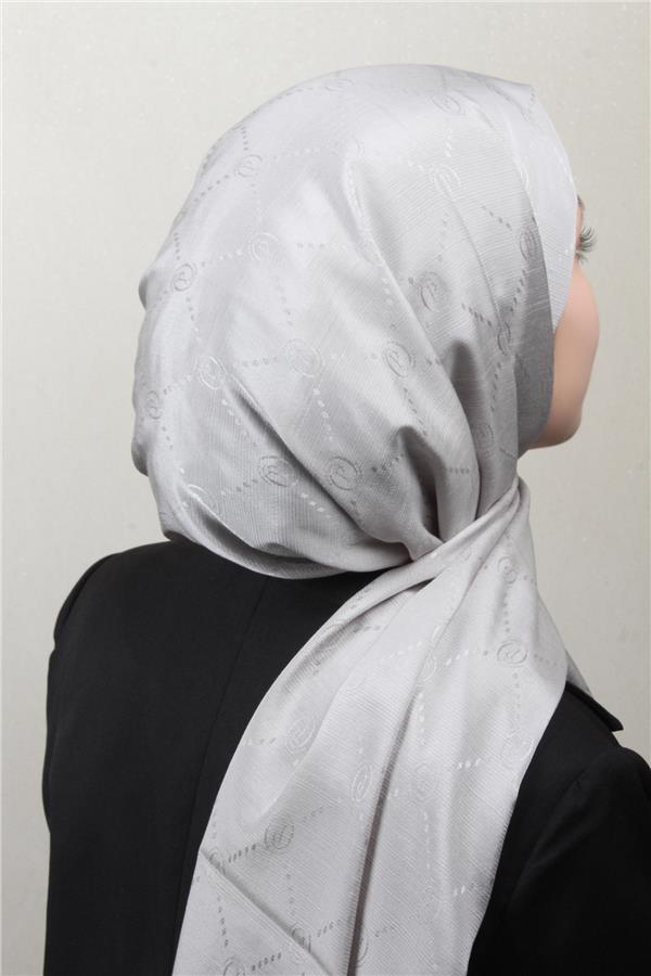 Piramit Monogram Şal 2889-22 Gümüş
