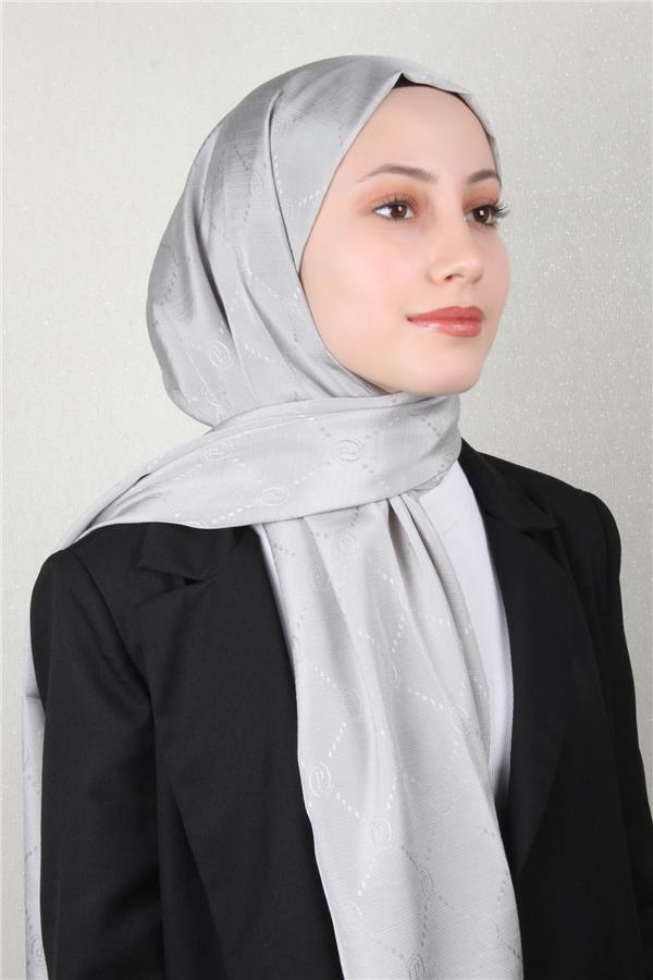 Piramit Monogram Şal 2889-22 Gümüş
