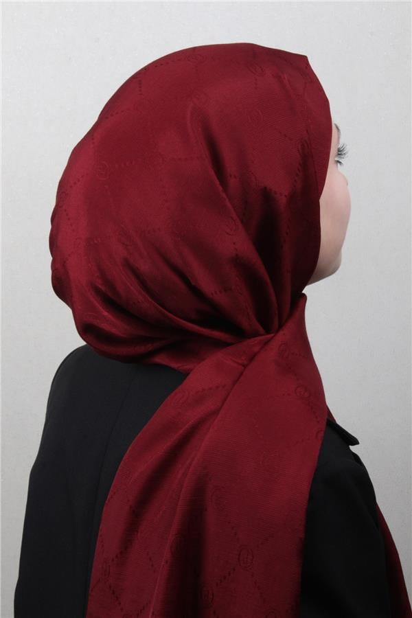 Piramit Monogram Şal 2889-26 Bordo