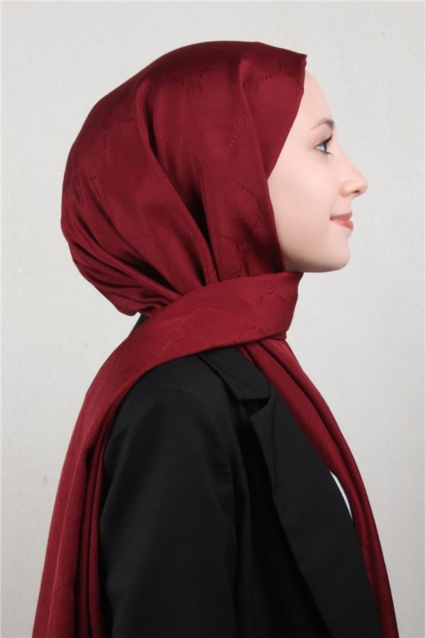 Piramit Monogram Şal 2889-26 Bordo