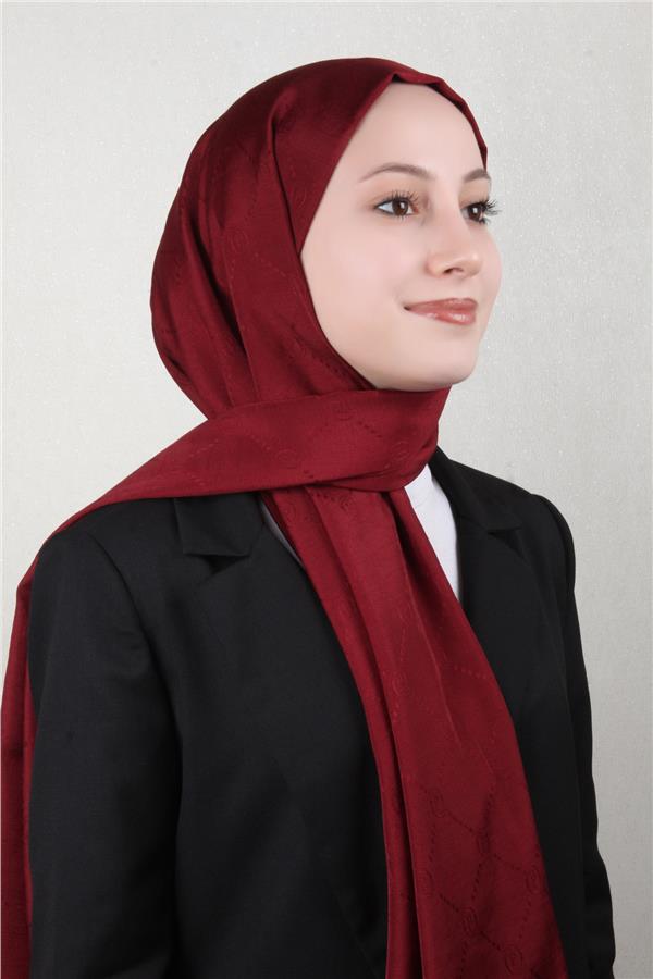 Piramit Monogram Şal 2889-26 Bordo