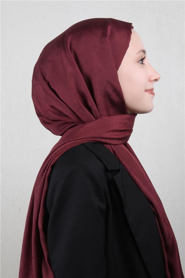 Piramit Monogram Şal 2889-27 Vişne Çürüğü