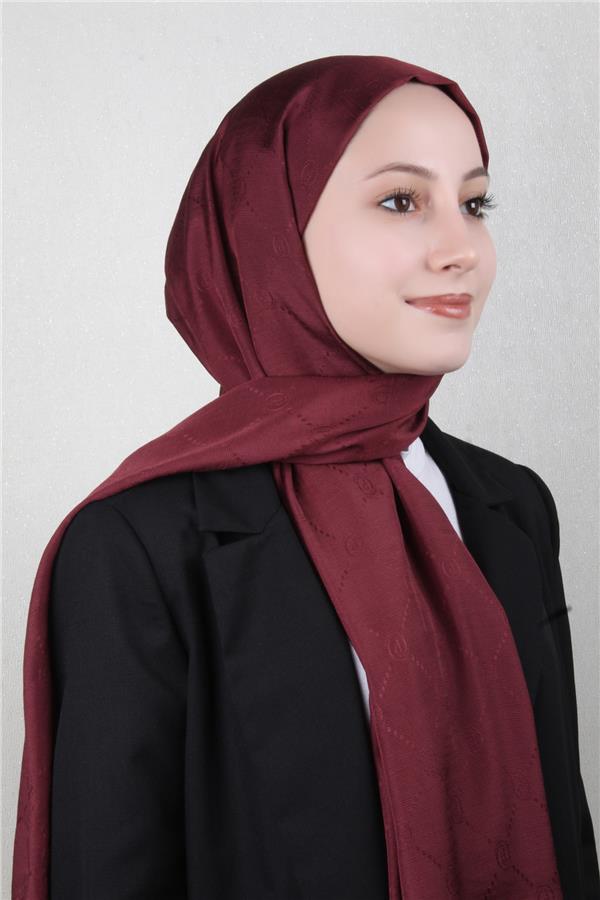 Piramit Monogram Şal 2889-27 Vişne Çürüğü