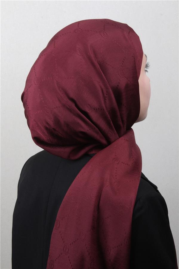 Piramit Monogram Şal 2889-27 Vişne Çürüğü