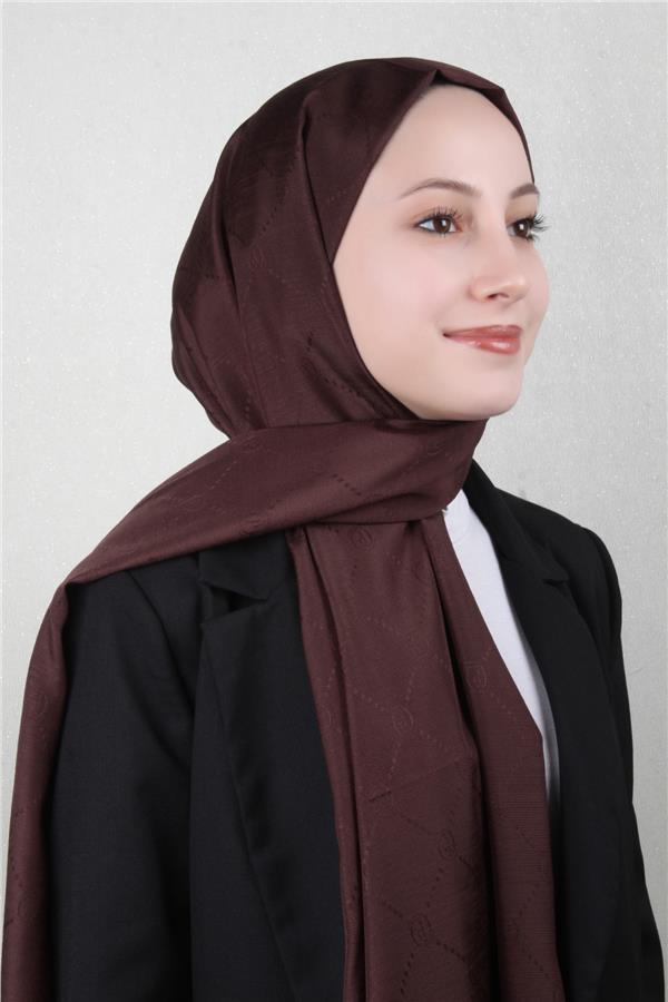 Piramit Monogram Şal 2889-29 Acı Kahve