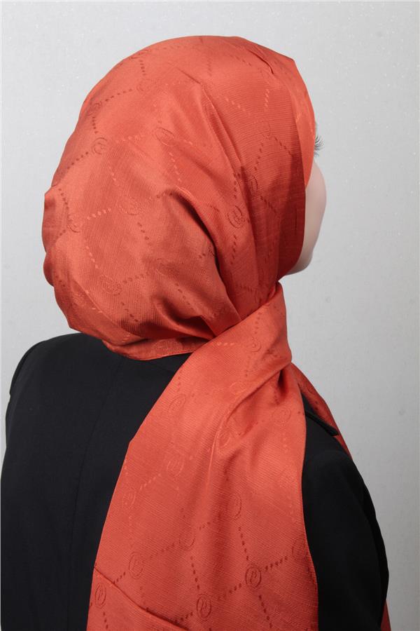 Piramit Monogram Şal 2889-7 Yanık Portakal