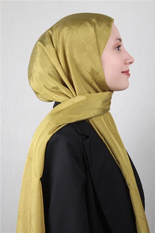 Piramit Monogram Şal 2889-8 Yağ Yeşili