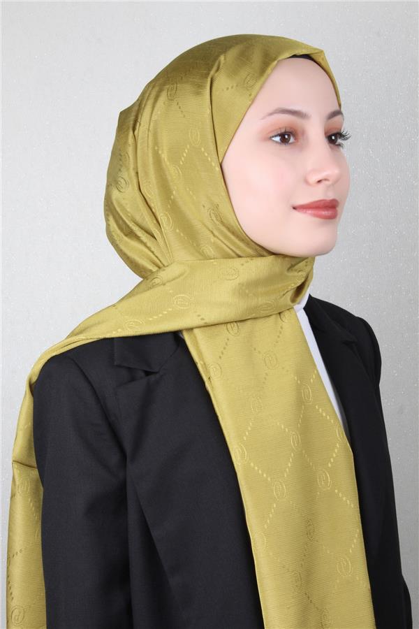 Piramit Monogram Şal 2889-8 Yağ Yeşili