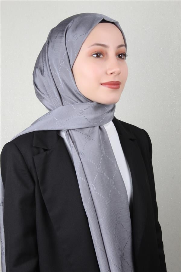 Piramit Monogram Şal 2889-9 Füme