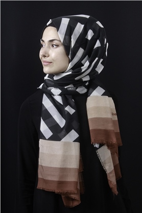 Piramit Pamuklu Desenli Şal 1286-10