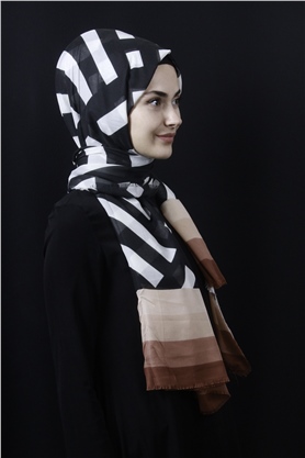 Piramit Pamuklu Desenli Şal 1286-10