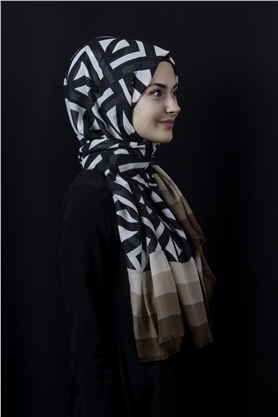 Piramit Pamuklu Desenli Şal 1286-13