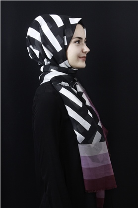 Piramit Pamuklu Desenli Şal 1286-2