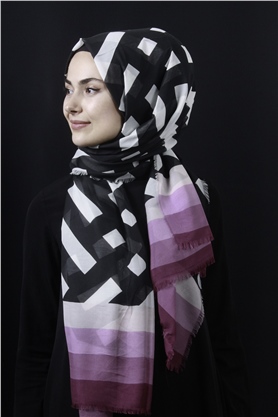 Piramit Pamuklu Desenli Şal 1286-2