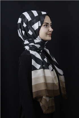 Piramit Pamuklu Desenli Şal 1286-25