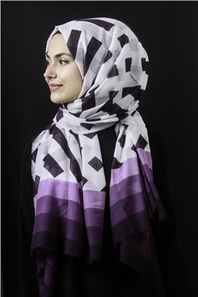 Piramit Pamuklu Desenli Şal 1286-26