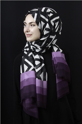 Piramit Pamuklu Desenli Şal 1286-28