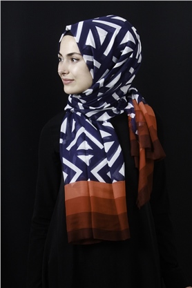 Piramit Pamuklu Desenli Şal 1286-3