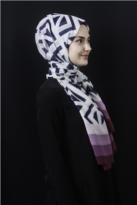 Piramit Pamuklu Desenli Şal 1286-4