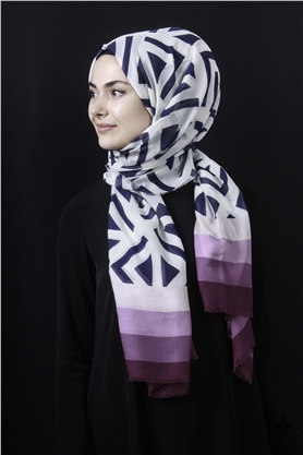 Piramit Pamuklu Desenli Şal 1286-4