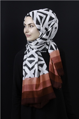 Piramit Pamuklu Desenli Şal 1286-5