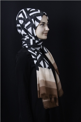 Piramit Pamuklu Desenli Şal 1286-7