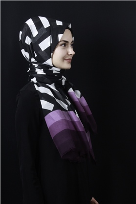 Piramit Pamuklu Desenli Şal 1286-8