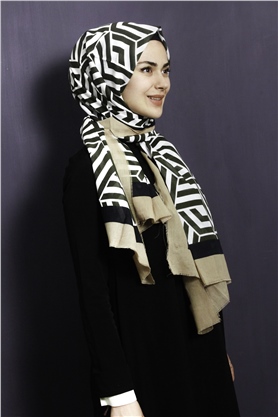 Piramit Pamuklu Desenli Şal 1289-14