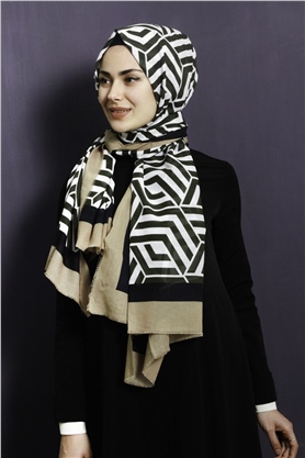 Piramit Pamuklu Desenli Şal 1289-14