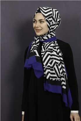 Piramit Pamuklu Desenli Şal 1289-15