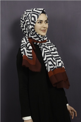 Piramit Pamuklu Desenli Şal 1289-16