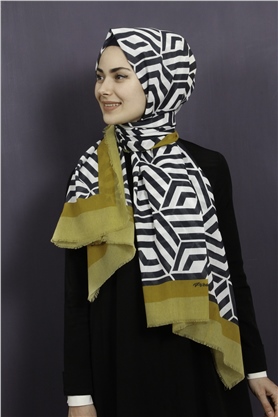 Piramit Pamuklu Desenli Şal 1289-17